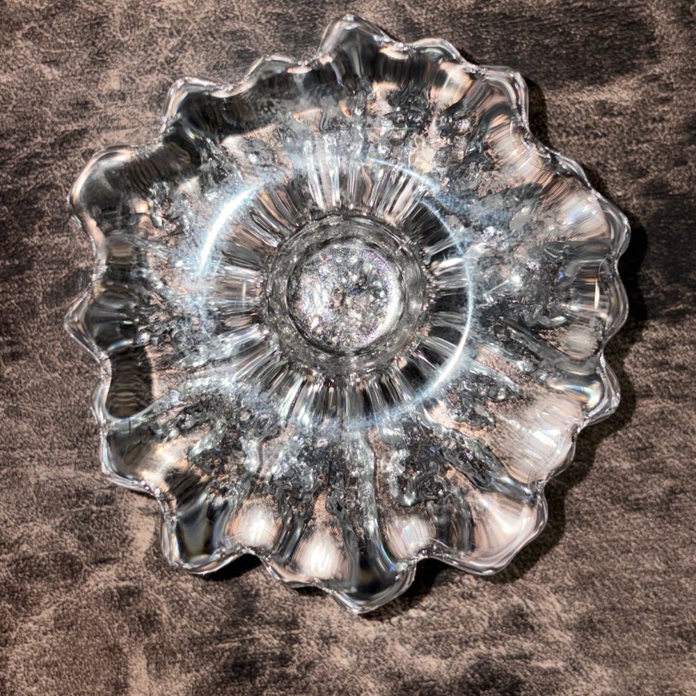 Set 2 Clear Glass Long Taper Candle Holders Floral Starburst Tea Light Decor - Picture 14 of 16
